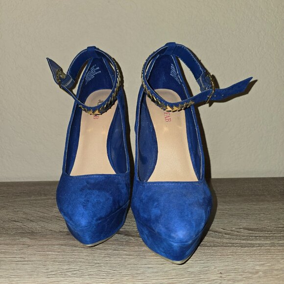 JustFab Verena Ankle Strap Cobalt Blue Heels Size 7M NWOB - Picture 2 of 13